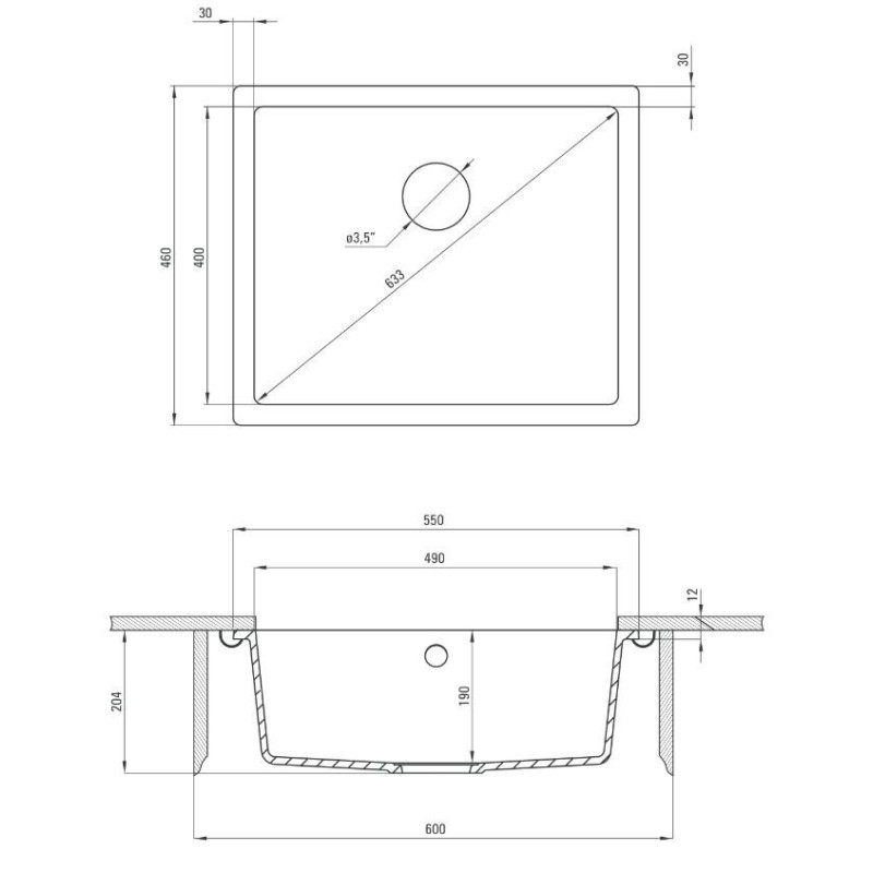 Nowoczesny Zlewozmywak Podblatowy Corda 55x46 Antracyt - Idealny do Twojej Kuchni!