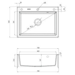Granitowy Zlewozmywak Eridan 70x52cm - Elegancja w Antracycie!