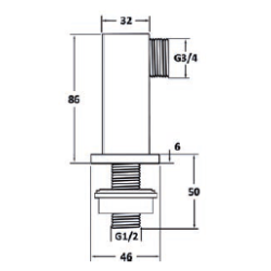 Nowoczesne Kwadratowe Kolanko do Baterii Wannowej LA-46-K01 dla Eleganckich Łazienek