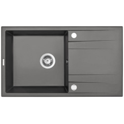 Granitowy Zlewozmywak Eridan 1-komorowy z Ociekaczem - Nowoczesny Antracyt 86x50 cm