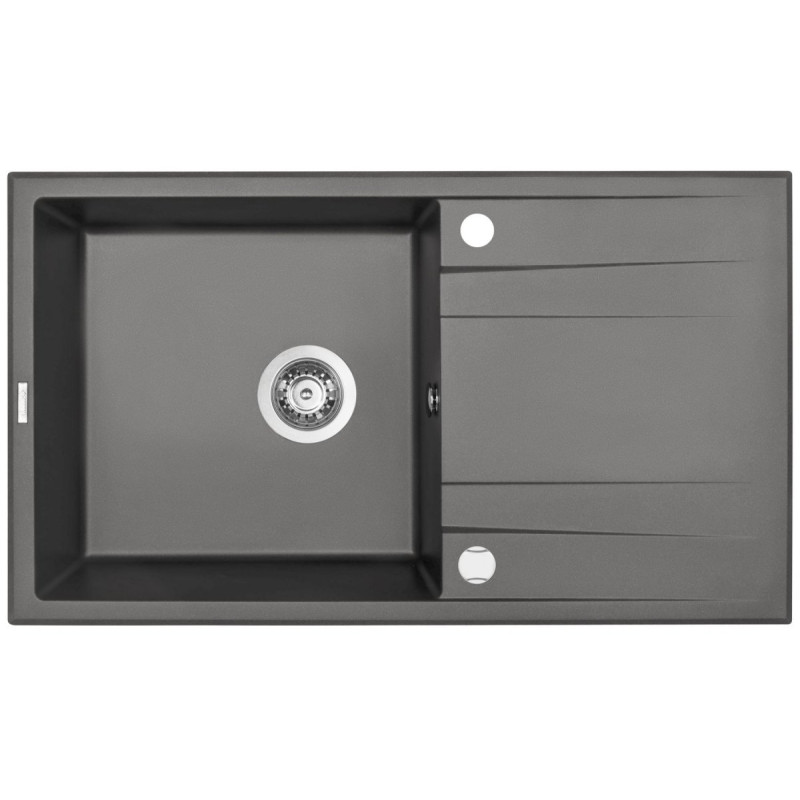 Granitowy Zlewozmywak Eridan 1-komorowy z Ociekaczem - Nowoczesny Antracyt 86x50 cm