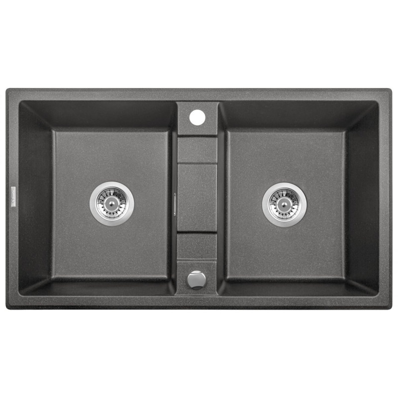 Nowoczesny zlewozmywak granitowy Eridan 2-komory 86x50 antracyt dla eleganckiej kuchni