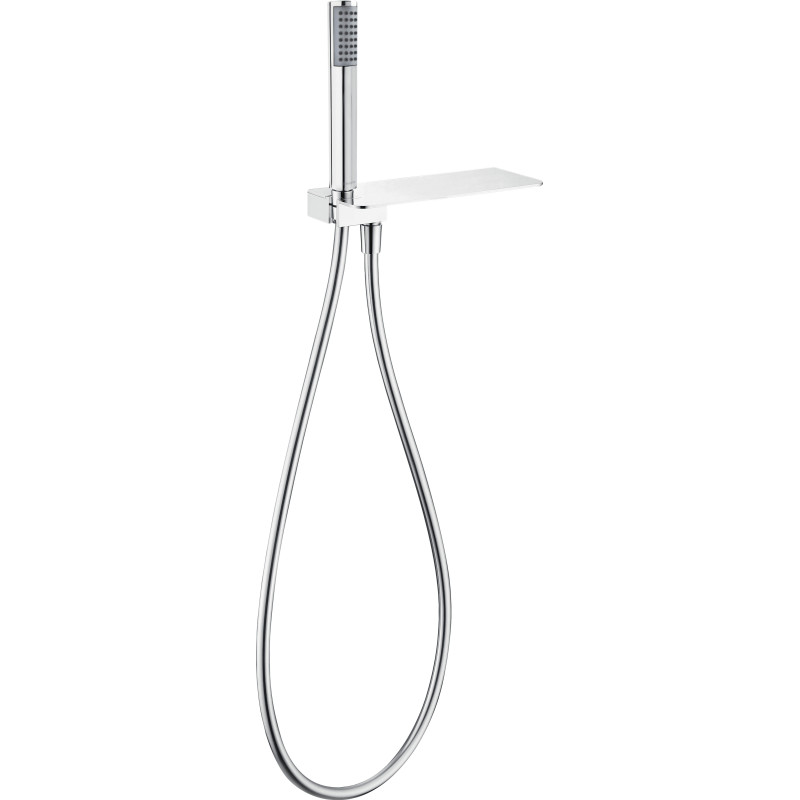 Nowoczesne przyłącze prysznicowe z półką – stal i chrom, anti-calc, 2 lata gwarancji