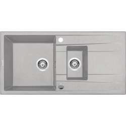 Stylowy Zlewozmywak Granitowy Eridan 1,5-komorowy z Ociekaczem 100x50cm, Szary Metalik