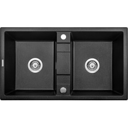 Dwukomorowy Zlewozmywak Granitowy Eridan 86x50 - Stylowa Elegancja w Kolorze Grafitowym