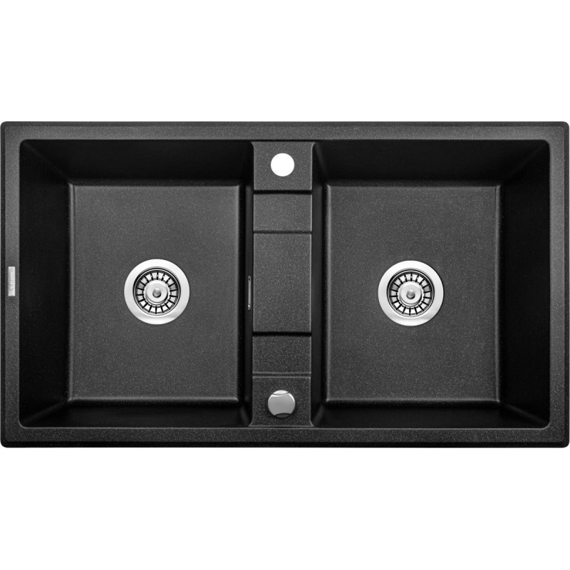 Dwukomorowy Zlewozmywak Granitowy Eridan 86x50 - Stylowa Elegancja w Kolorze Grafitowym