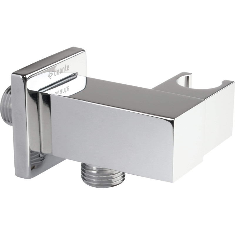 Kwadratowe Przyłącze Kątowe z Chromu – Elegancki Uchwyt na Słuchawkę, Montaż Podtynkowy