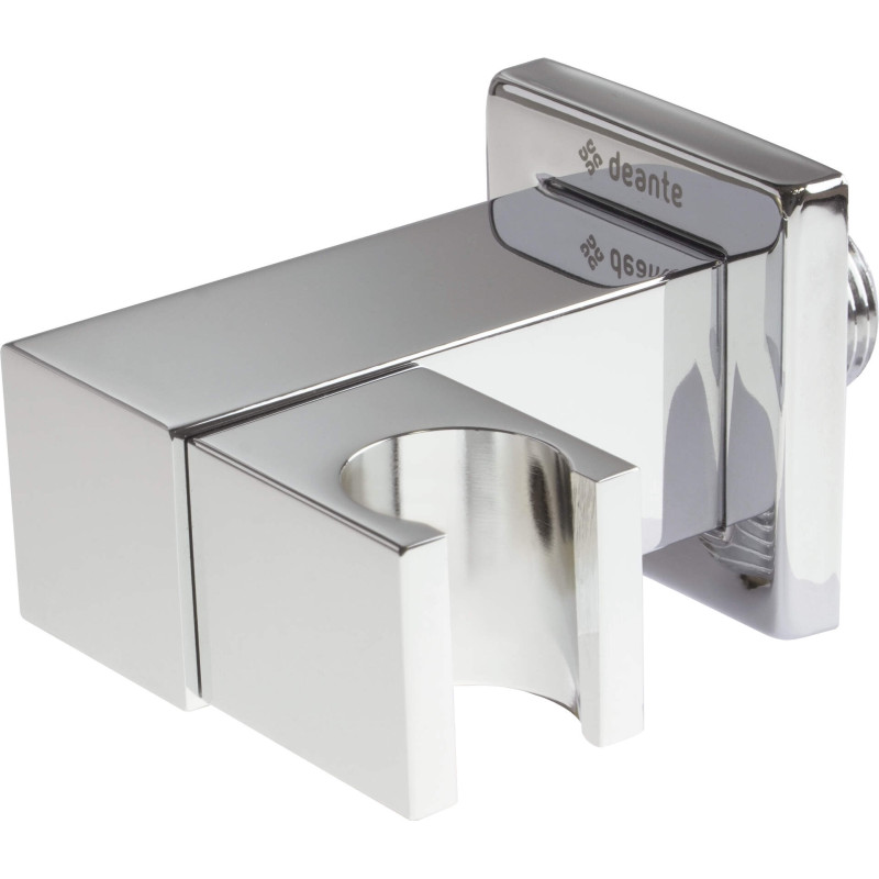 Kwadratowe Przyłącze Kątowe z Chromu – Elegancki Uchwyt na Słuchawkę, Montaż Podtynkowy