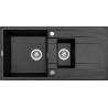 Stylowy Zlewozmywak Granitowy Eridan 1,5-komorowy z Ociekaczem 100x50 cm w Kolorze Grafit Metalik
