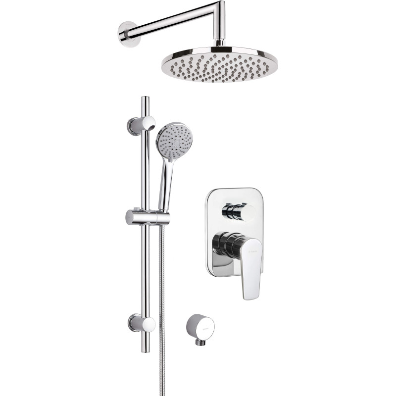Podtynkowy zestaw prysznicowy lux: jednouchwytowy, hydromasaż, 5 strumieni, chrom