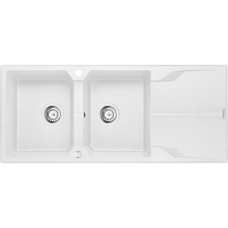 Elegancki Zlewozmywak Granitowy Andante 2-Komorowy z Ociekaczem 116x50 w Alabastrze