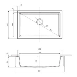 Elegancki Zlewozmywak Granitowy Corda 80x50, Grafitowy Metalik, Podblatowy!