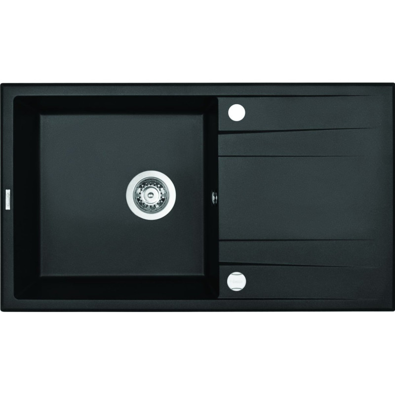 Elegancki zlewozmywak granitowy Eridan 1-komorowy z ociekaczem 86x50, grafitowy metalik