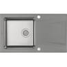 Nowoczesny zlewozmywak granitowo-stalowy z ociekaczem, szary metalik, 86x50cm - Prime Design