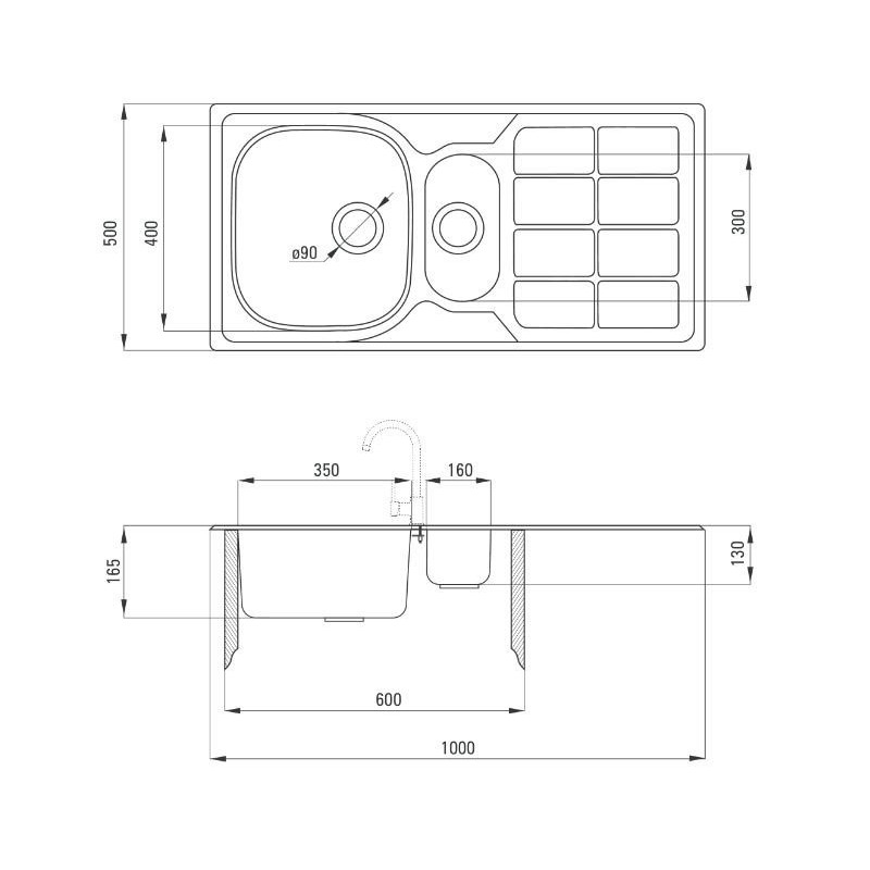Stylowy zlewozmywak stalowy SOUL 1,5-komorowy z ociekaczem 100x60 dekor - Elegancja i funkcjonalność
