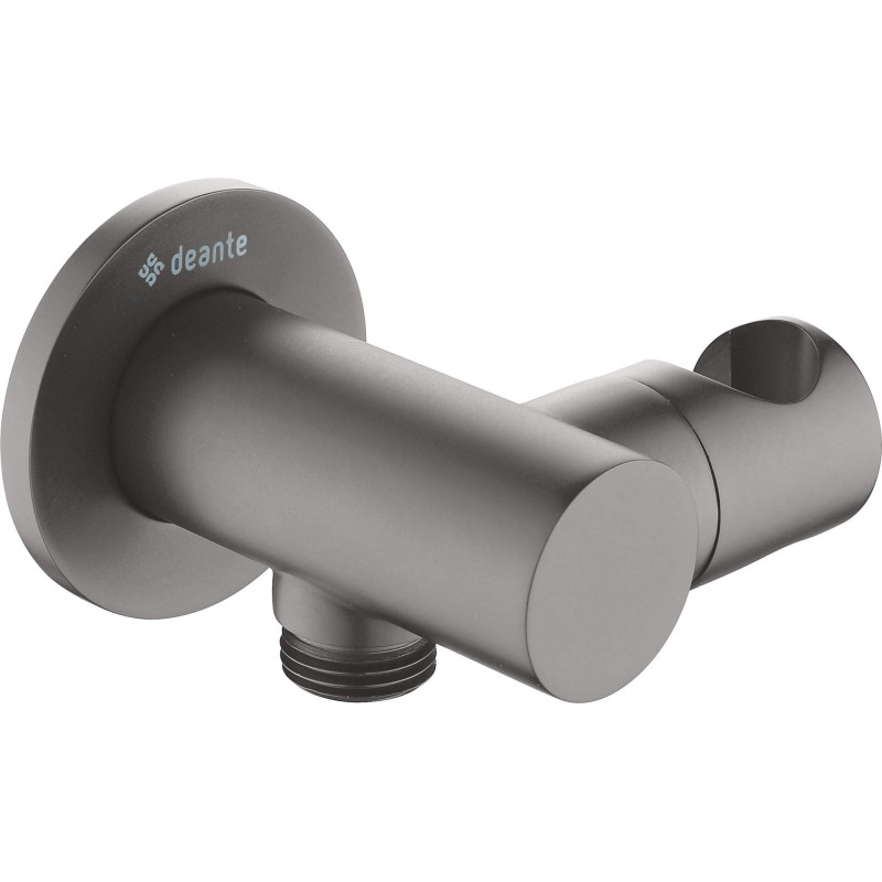 Tytanowe Przyłącze Kątowe z Uchwyt na Słuchawkę - Elegancja i Funkcjonalność w Twojej Łazience!