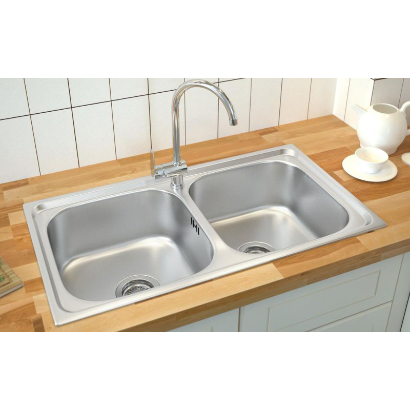 Kuchinox Standard zlewozmywak stalowy wpuszczany len 430x780 2-komorowy