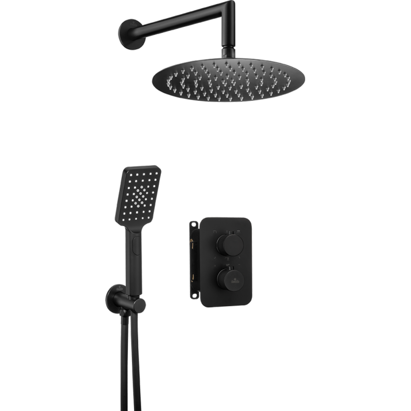 Luksusowy Czarny Zestaw Prysznicowy z Termostatem - Elegancja i Komfort w Łazience