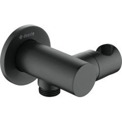 Stylowe Przyłącze Kątowe NERO z Uchwytem na Słuchawkę - Mosiężne Wykonanie, Podtynkowy Montaż