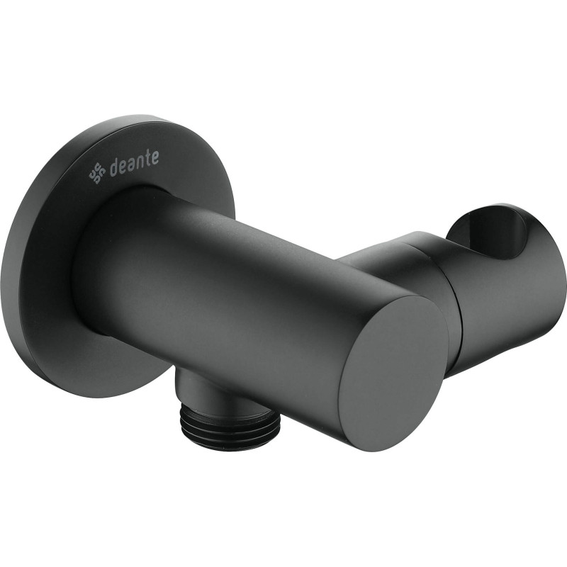 Stylowe Przyłącze Kątowe NERO z Uchwytem na Słuchawkę - Mosiężne Wykonanie, Podtynkowy Montaż