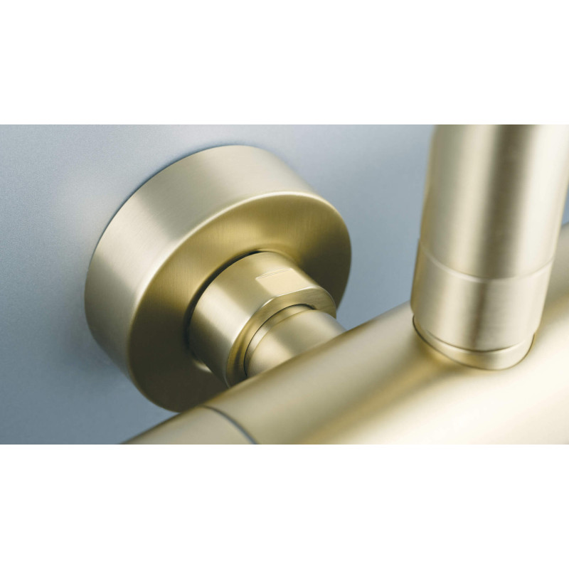 Luksusowy Zestaw Prysznicowy ze Złotym Wykończeniem - Regulowana Deszczownica 250mm