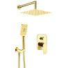 Złoty Zestaw Prysznicowy Podtynkowy Lux z Głowicą Deszczową i 3-funkcyjną Słuchawką