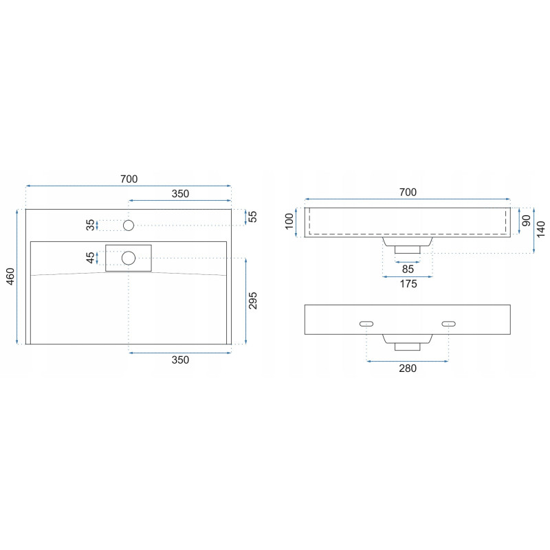 Czarna elegancja - Umywalka konglomeratowa GOYA 70 dla stylowej łazienki