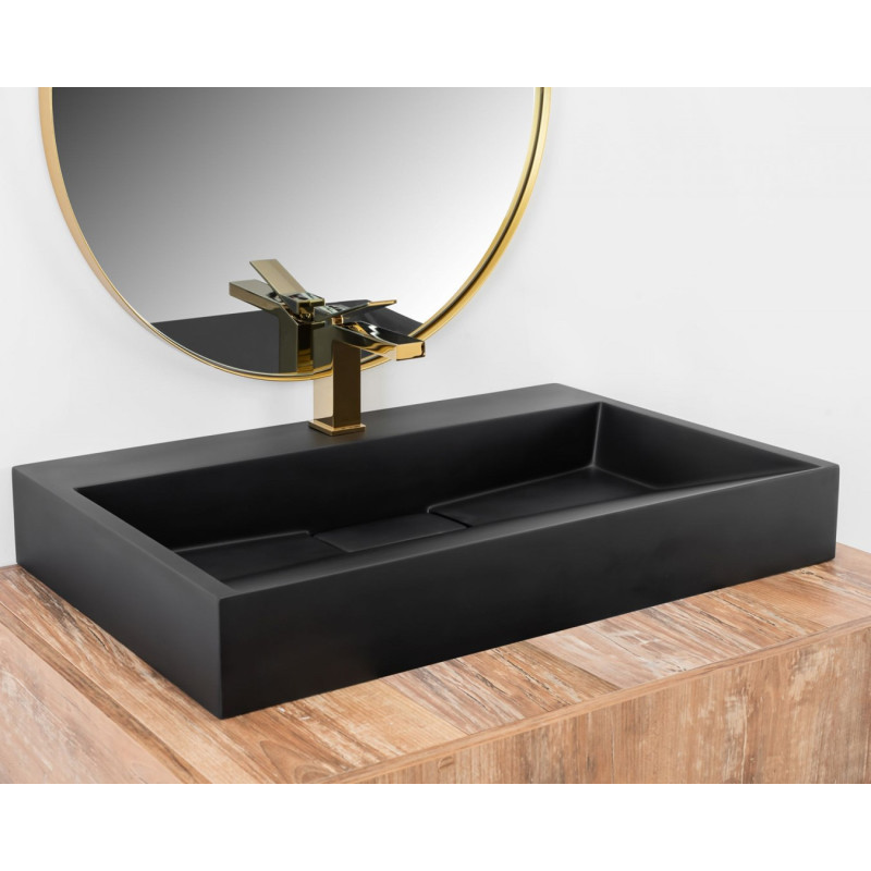 Czarna elegancja - Umywalka konglomeratowa GOYA 70 dla stylowej łazienki