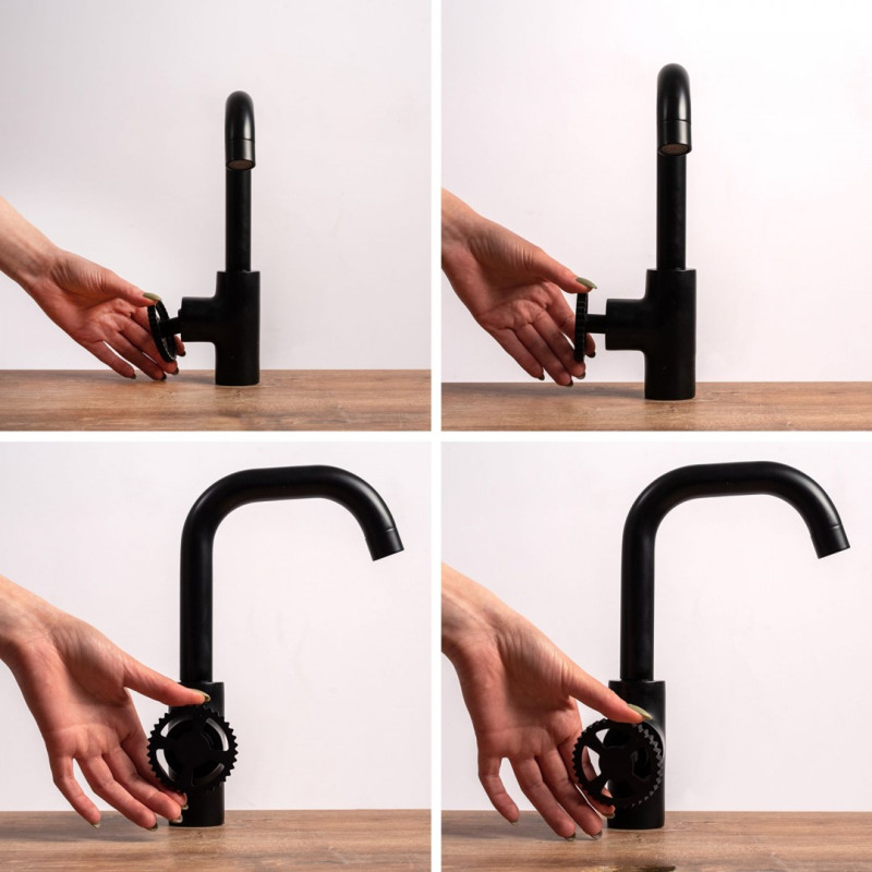 Elegancka Wysoka Bateria Umywalkowa Vertigo Side Czarna - Styl i Funkcjonalność