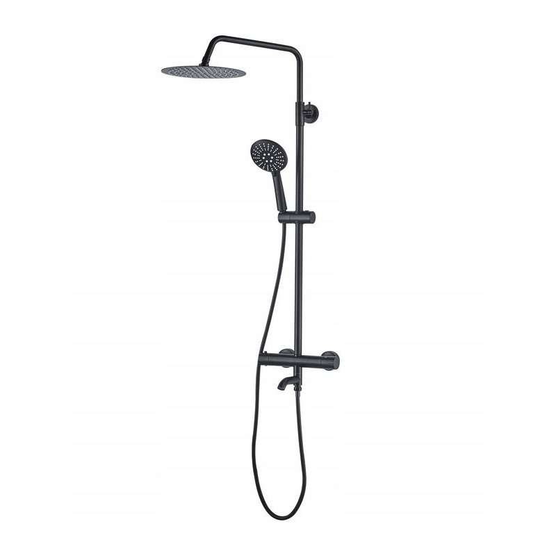 Zestaw Prysznicowy LUNGO z Termostatem, Matowa Czerń – Komfort i Styl w Łazience