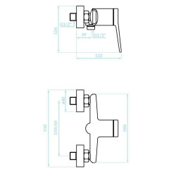ALANIS LUX: Nowoczesna ścienna bateria natryskowa czarno-złota z jednou uchwytową ceramiką