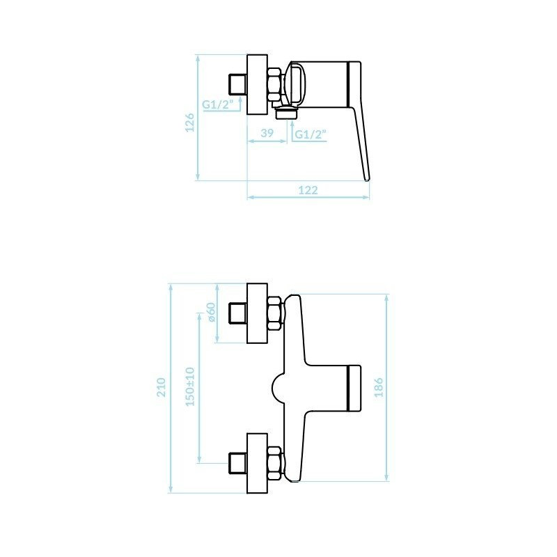 ALANIS LUX: Nowoczesna ścienna bateria natryskowa czarno-złota z jednou uchwytową ceramiką