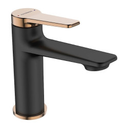 Elegancka bateria umywalkowa ALANIS w stylu czarne różowe złoto - nowoczesny design