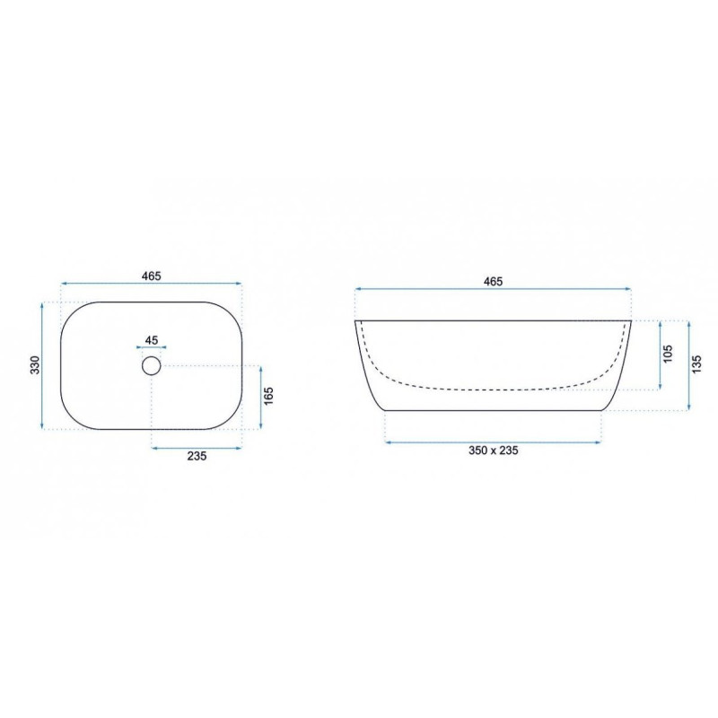Luksusowa Umywalka Belinda złote krawędzie - Stylowa Nablatowa Elegancja