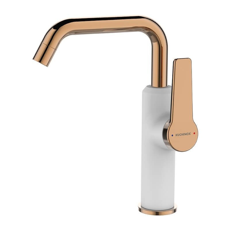 Bateria zlewozmywakowa Alanis: Elegancja Białe Różowe Złoto 230 mm, Niska Jednouchwytowa