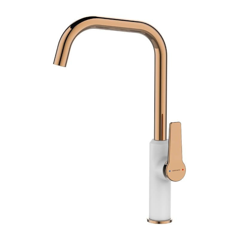 Zlewozmywakowa Bateria Elegance Alanis - Białe Wykończenie z Akcentem Różowego Złota