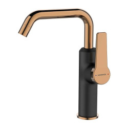 Elegancka bateria kuchenna ALANIS - Czarny & Różowe Złoto, Neoperl, Klik-klak, Łatwy Montaż