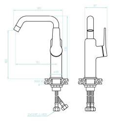 Elegancka bateria kuchenna ALANIS - Czarny & Różowe Złoto, Neoperl, Klik-klak, Łatwy Montaż