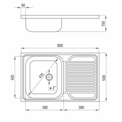 Elegancki Zlewozmywak Tango 1-Komorowy z Nowoczesną Listwą Przyścienną