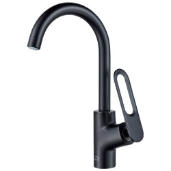 Czarna bateria Tierra z ruchomą wylewką "U" – elegancja i funkcjonalność w Twojej kuchni!