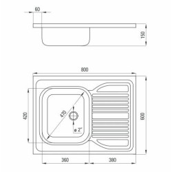 Tango Elegancki Zlewozmywak 1-komorowy z Praktycznym Ociekaczem