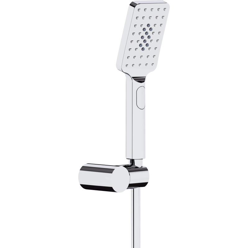 Nowoczesny Zestaw Prysznicowy Chromowany z 3-Funkcyjną Słuchawką i Ściennym Uchwyt na Słuchawkę