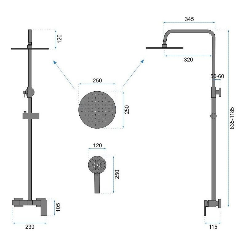 Luksusowy zestaw prysznicowy Roger Gold z elegancką wylewką - REA-P0692