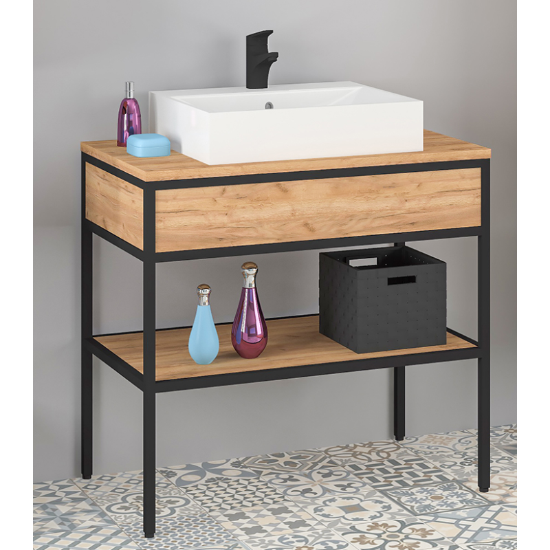 Elegancka Szafka MODUS 80cm z Blatem i Szufladą pod Umywalkę Nablatową