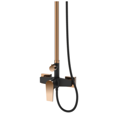 Luksusowy zestaw natryskowy MIDNIGHT Invena Black/Gold Rose + bateria łazienkowa