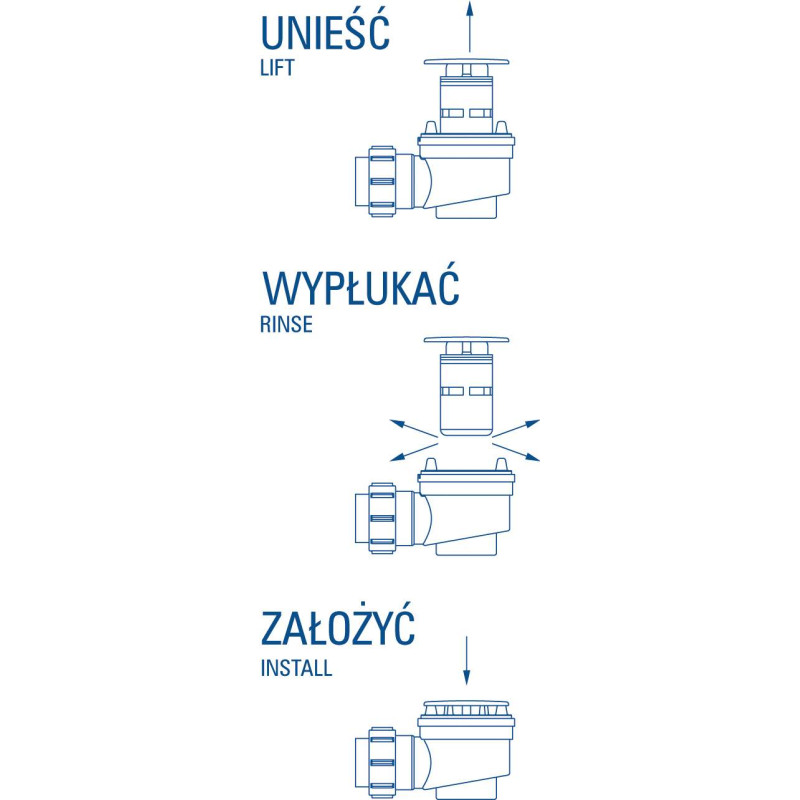Syfon brodzikowy premium z chromowanym wykończeniem, czyszczenie od góry, space-saver