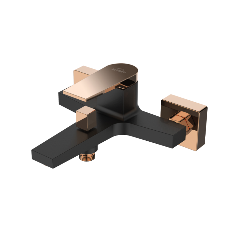 Elegancka Armatura MIDNIGHT Black/Gold Rose - Zestaw Wannowy i Umywalkowy