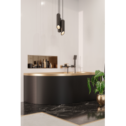 Elegancka Armatura MIDNIGHT Black/Gold Rose - Zestaw Wannowy i Umywalkowy