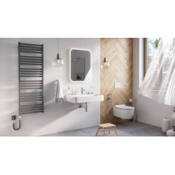 Lumiro lustro łazienkowe 80x60 cm prostokątne, oświetlenie LED mata grzewcza, rama akrylowa