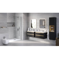 Lumiro lustro łazienkowe 80x60 cm prostokątne, oświetlenie LED mata grzewcza, rama akrylowa